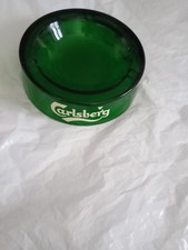 Carlsberg Vintage Green Glass Pub Ashtray and Guinness flag