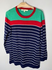 Clements Ribeiro blue white & green striped 100% merino wool jumper size 16
