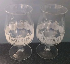 2 Thatchers Cider One Pint Stemmed  Glasses