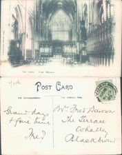 York Minster Choir Yorkshire England Graham Glen 1909 postmark Cathedral