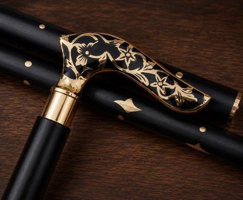 Luxury black wooden walking - black,