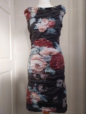Women's Phase Eight Floral Print Rouched Bodycon Party Cocktail Dress Size 12
