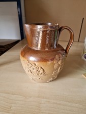 Antique Salt Glazed Stoneware  Hunting/Drinking Jug 20cm Tall ( Repaired)