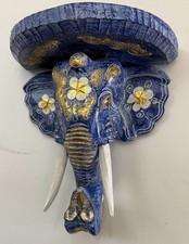 Wood Elephant Head Wall Shelf