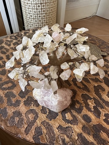 Rose quartz crystal bonsai - rose,