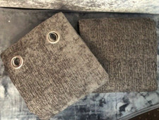 Next FRENCH GREY MID Heavyweight Chenille Eyelet Lined Curtains 228x229 CM HUGE!