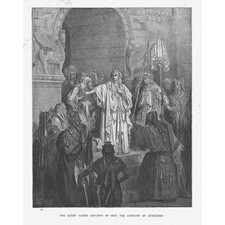 GUSTAVE DORE Queen Vashti Refusing To Obey The Command Of Ahasuerus-Print c1880