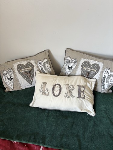 Grey shabby chic love heart - x3,