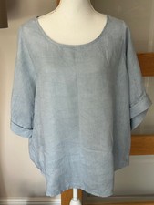 C Valentyne 100% Linen Light Blue Blouse NWOT One Size