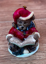 Painted Plaster Of Paris Christmas Bear Hanging Ornament