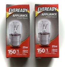 2 x 25w Pygmy Appliances Light Bulbs, Regular Size Bayonet Fitting. 150 Lumens