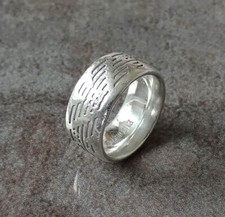 Armani Ring 925 Sterling Silver Unisex, Eagle wedding band style, UK Ring Size T