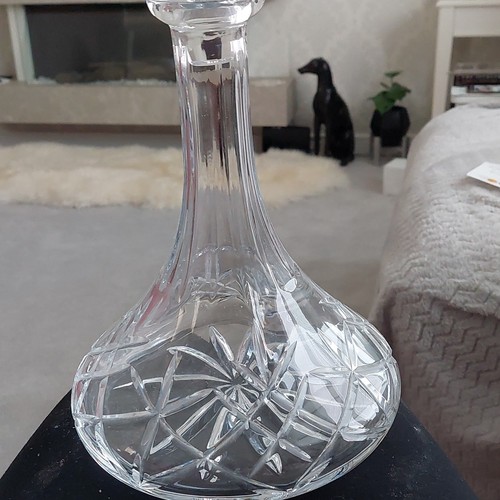 Clear cut glass ships decanter - cut,