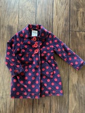 Mini Boden Purple And Red Polka Dot Velvet Velveteen Girls Coat Size 4T Jacket