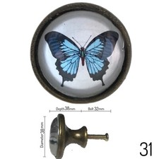 Metal Glass CABINET DOOR KNOBS Vintage Shabby Chic Drawer Handles Vintage Pulls