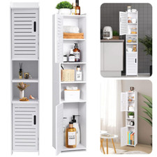 97cm Tall Slim Unit Cupboard Storage Cabinet Bathroom Bedroom Furniture White