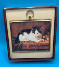 Vintage Peter Bates Miniature Picture Cat /Kitten  Brass Wall Picture Frame