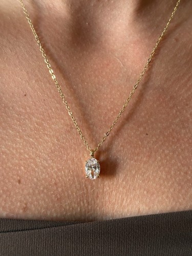 Gold diamond detail necklace - gold,