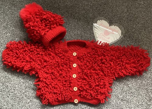 Hand knitted red - , loopy