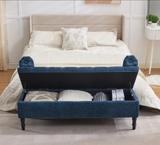 Chenille Fabric Storage Bench