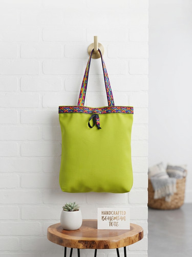 Handmade boho tote bag woven - boho,