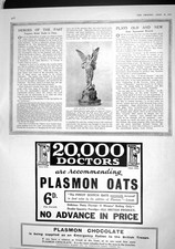 Original Old Antique Print 1915 Grand National Horse Racing Trophy Plasmon Oats