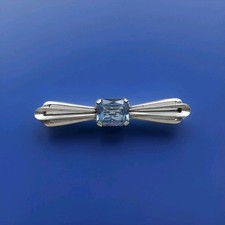 Antique/Vintage Large Silver & Light Blue Stone Brooch