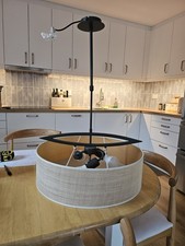 Lovely Unused Large 50cm Beige Ceiling Pendant Lampshade, Adjustable Hanging Rod