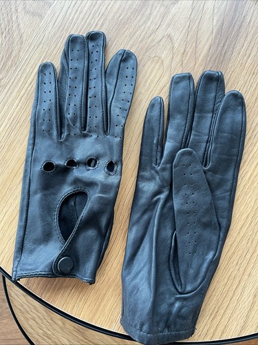 Vintage black leather driving - black,