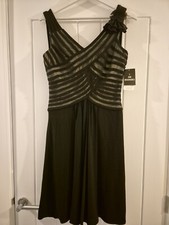 Sandra Darren Black Dress Size 10 Detailed Bodice Sleeveless Knee Length