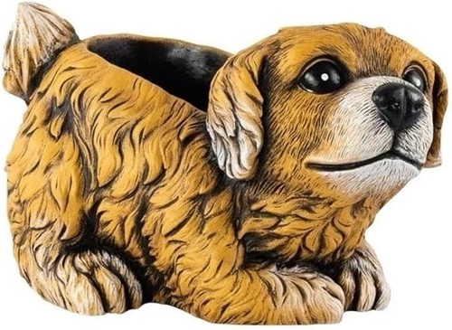 Dog cement planter with - cement,