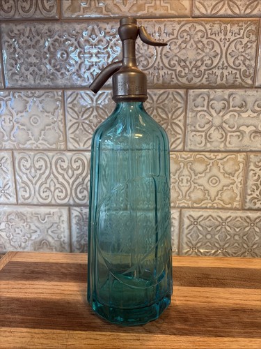Antique french blue glass soda - french,