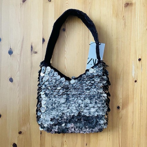 Zara silver black bucket bag - bucket,