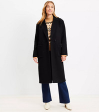 NEW ANN TAYLOR LOFT $210 BLACK DOUBLEFACE MODERN COAT SZ L LARGE