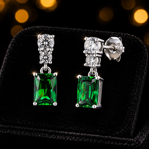 Natural emerald drop - emerald, earrings