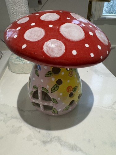 Ceramic hand painted toadstool - ceramic,