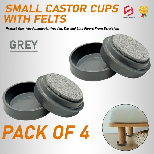 Small grey castor cups - grey, felt