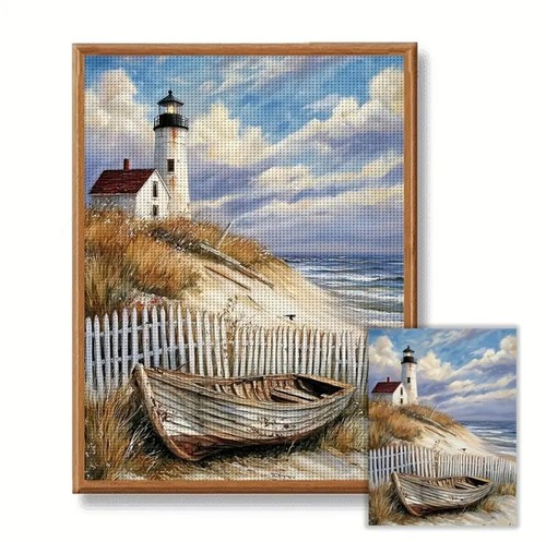 Sandy bay lighthouse stamped - bay,