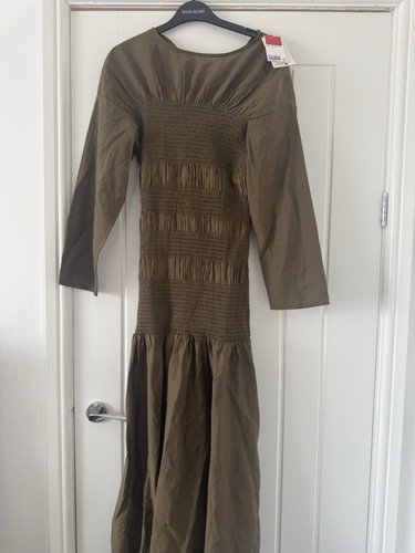Khaki green midi dress - h&m,