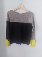 Hush Women's Colourblock Jumper Size M Black Grey Yellow