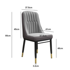 2PCS Dining Chairs Set Leather Padded Seat Metal Leg Kitchen Restaurants Chair