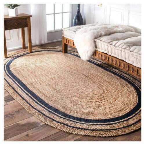 Oval rug natural jute carpet - rug,