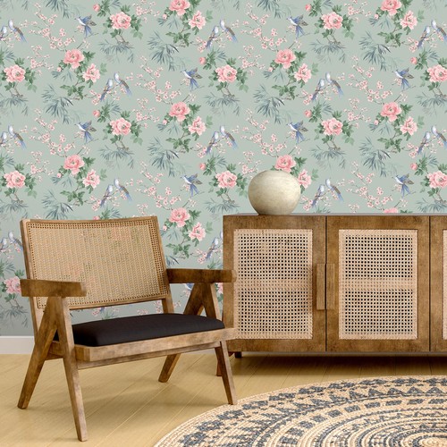 Floral sage green - floral,