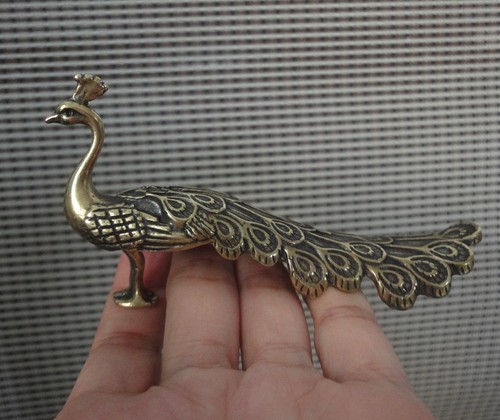 Vintage style brass peacock - brass,