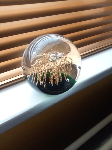 Large glass paperweight gold - paperweight,