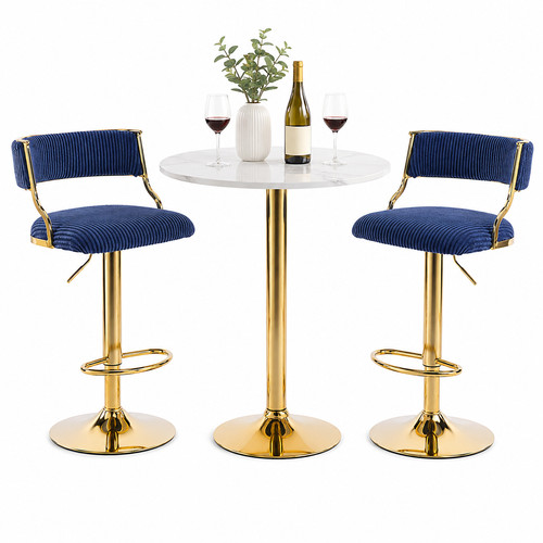Blue corduroy bar stools - 2x,