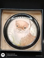 Deva Trend English Glass Wildlife Round Otter Paperweight In Original Box