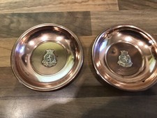 Collectable Pair Copper Vintage "HMS Leopard" Pin Ash Trays Ship Boat Maritime 