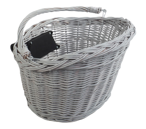 Bike basket wicker grey front - bike,