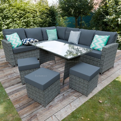 Corner rattan dining set - rattan,
